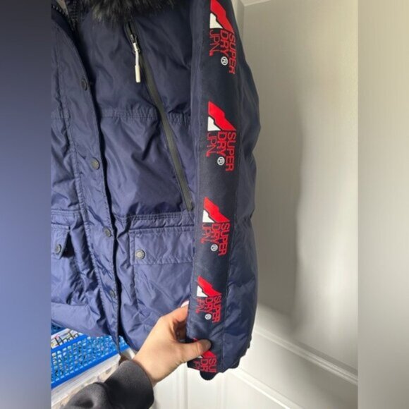 WORN ONCE -SUPERDRY- Canadian Mountain Range Down Parka Jacket - Size 12 Woman - Picture 6 of 15